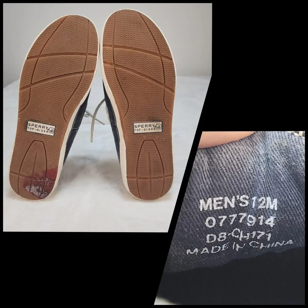 Sperry Top Sider Mens 12 Blue Canvas Boat Shoes Faded Low Tops Fabric Preppy